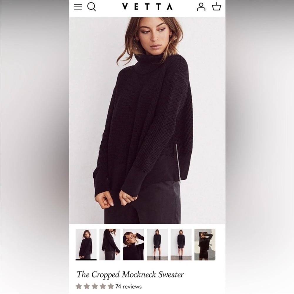 VETTA Cropped Mockneck Sweater Black